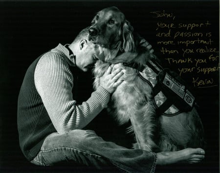 Kevin Crowell with his service dog Bella